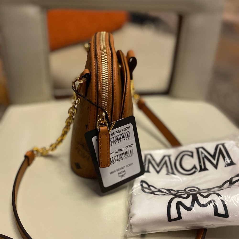 NEW! MCM Mini Anna Visetos Canvas Crossbody Bag - Picture 15 of 16